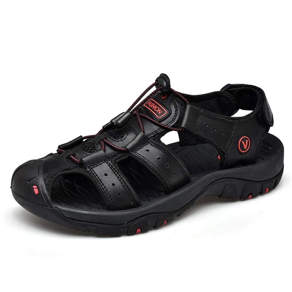MLLM Tira Ancha, Sandalia Tipo Chancla Verano,Sandalias de Senderismo de Cuero soñoliento;Zapatos de Playa para Hombre al Aire Libre-Negro_42,Zapatos de Playa y Piscina