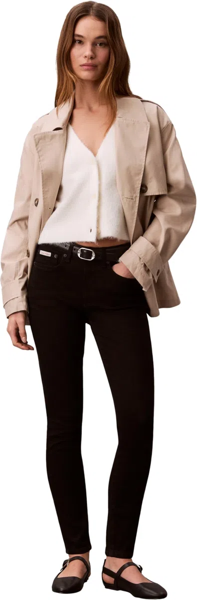Calvin Klein Vaqueros Mujer Skinny Classic Black Talle Medio