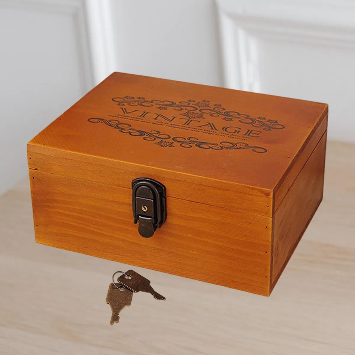Colcolo Organizador de Almacenamiento de la Caja de Recuerdo de Madera Diseño Antiguo bloqueable Caja de Joyas de joyería compacta de joyería compacta para el, 25x19.5x11.7cm