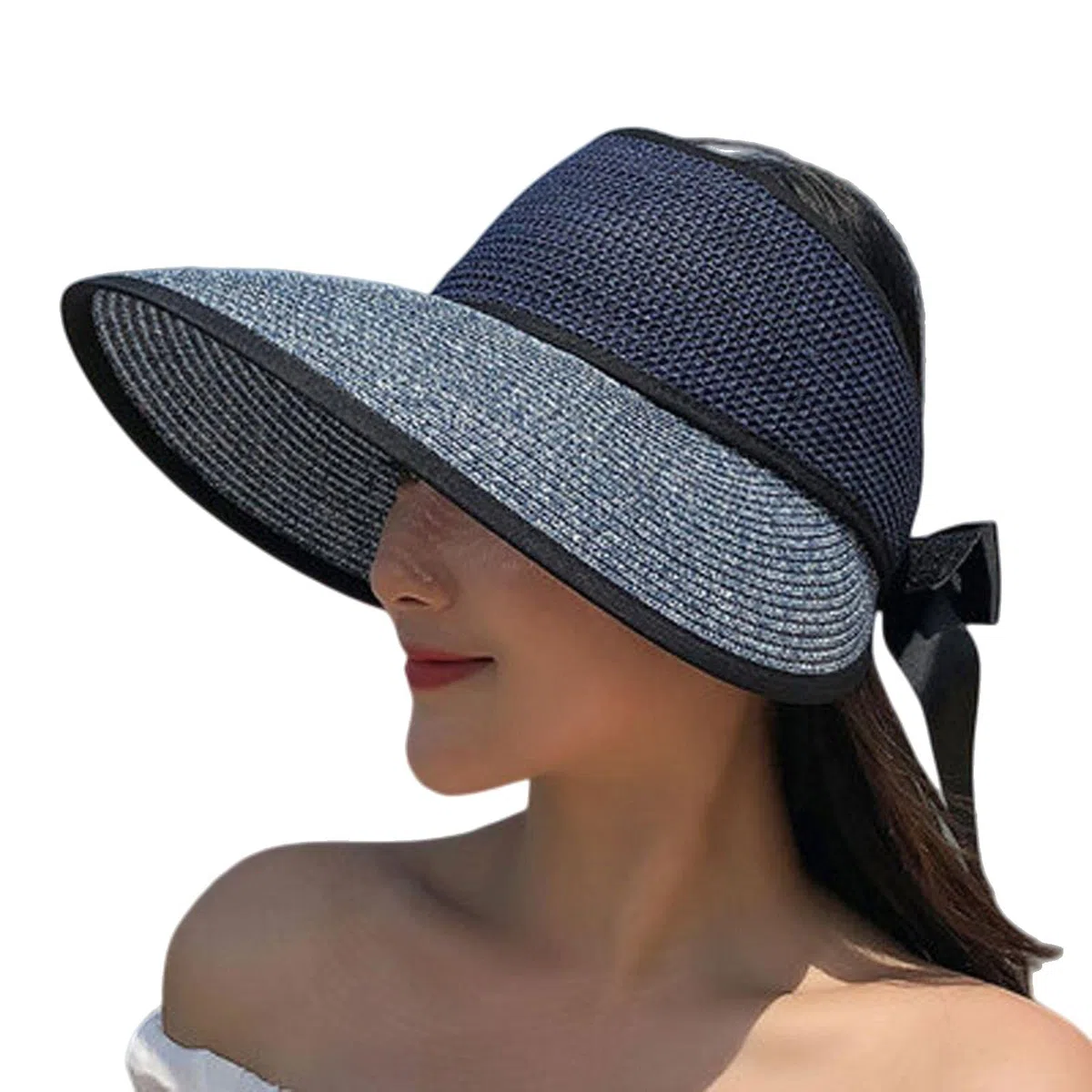 Sombrero de pescador de verano para mujer, sombrero de paja de ala grande, sombrero de sol plegable, sombrero de playa, color bermellón