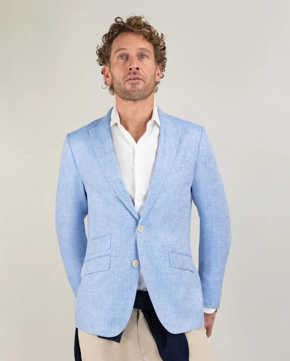 El Ganso Americana Lino Oxford Azul