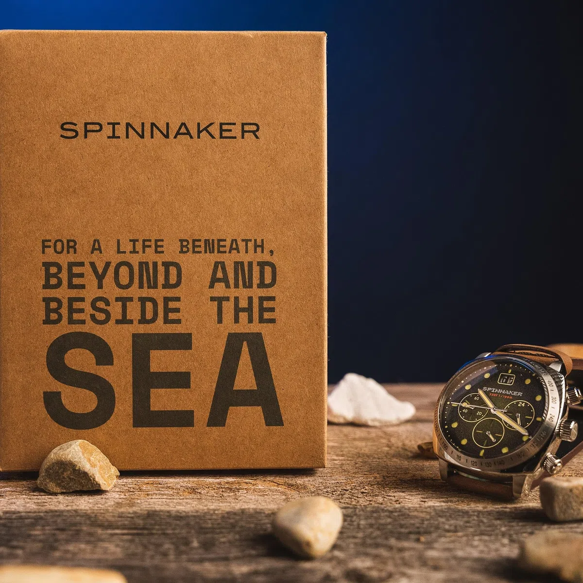 Spinnaker para Hombre 42 mm Hull Cronógrafo Meca-Cuarzo Reloj con Correa de Cuero Genuino SP-5068