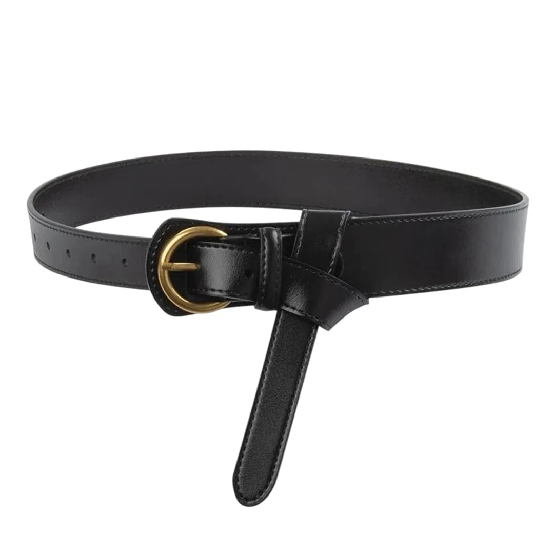 Fnfmrfmr Cinturón ajustable de piel sintética para mujer, con hebilla dorada envejecida, para vestidos, jeans