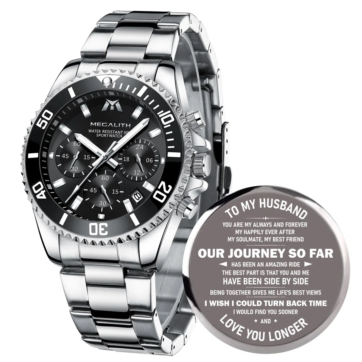 MEGALITH Relojes Hombre Acero Inoxidable Relojes Grande de Pulsera Cronógrafo Impermeable Elegante Reloj Analógico Hombre Diseñador Luminosa Fecha, Regalos para Hombres