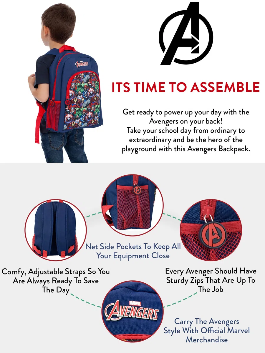 Marvel Mochila Mochila Vengadores | Mochila Escolar Niño | Superheroes | Azul Una Talla