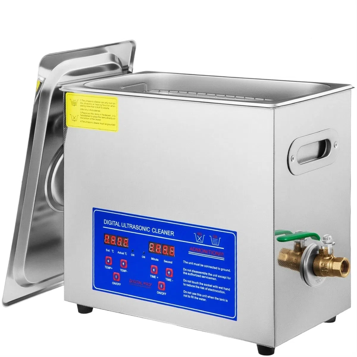 Limpiador ultrasónico de 200W, limpiador de joyas, calentador, temporizador, tanque de 6L, máquina de limpieza de baño, equipo industrial de acero inoxidable