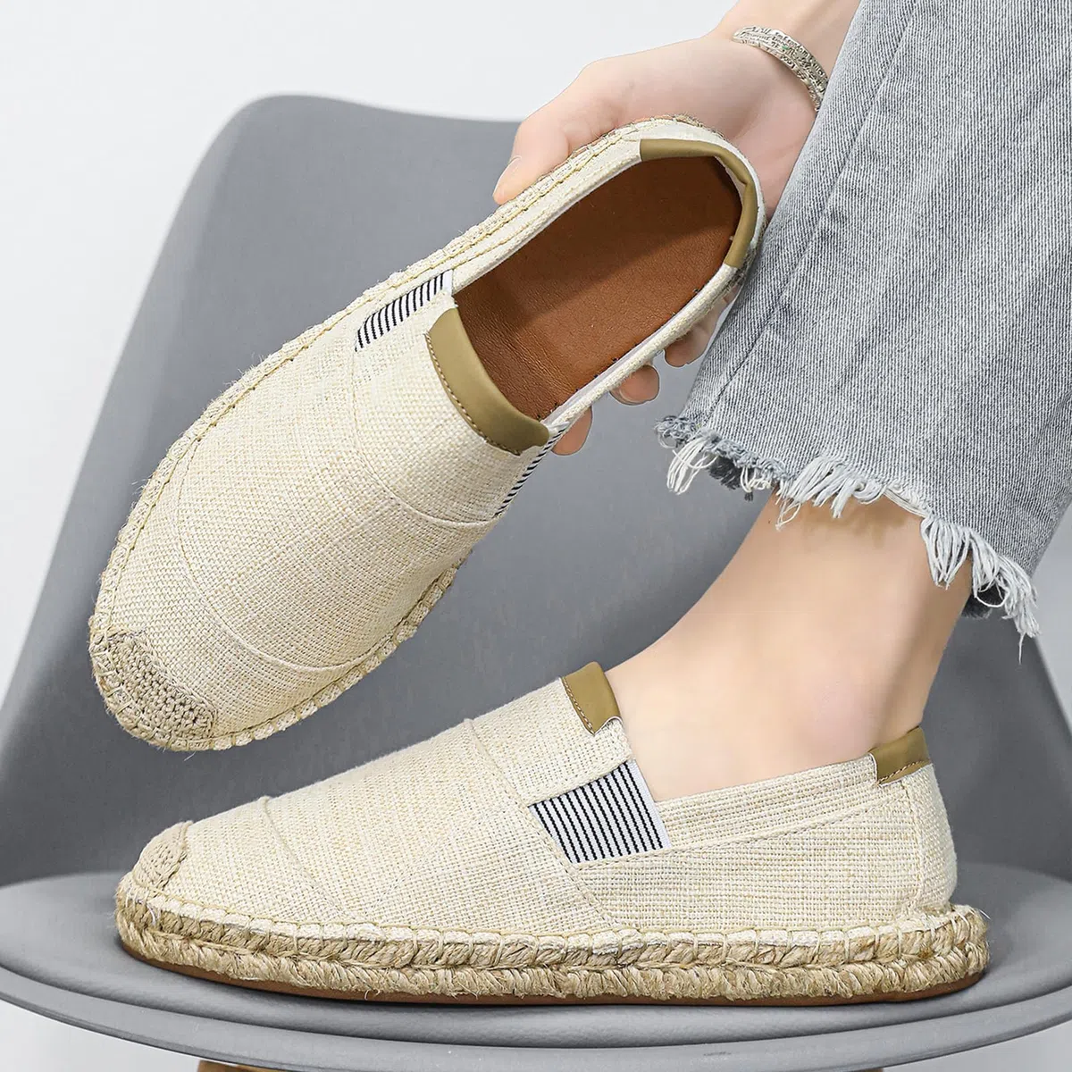 Alexis Leroy Alpargatas de Lona para Hombre Zapatos de Esparilla Casual