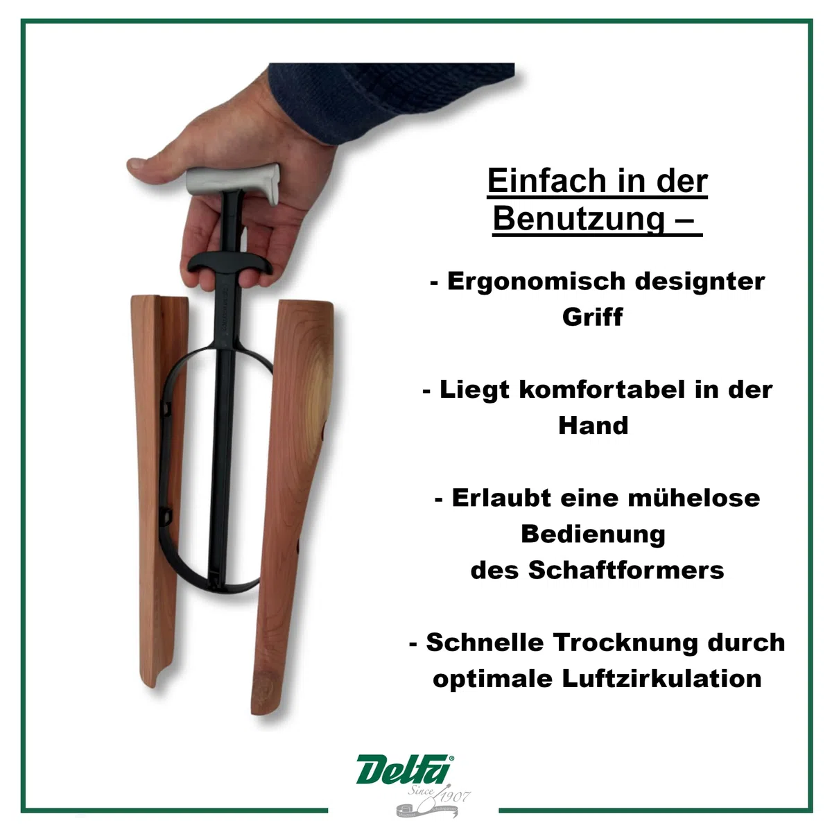 DELFA Sensomatic Red Cedar - Moldeador para botas de equitación, 35 cm de longitud, adecuado para todas las botas de piel