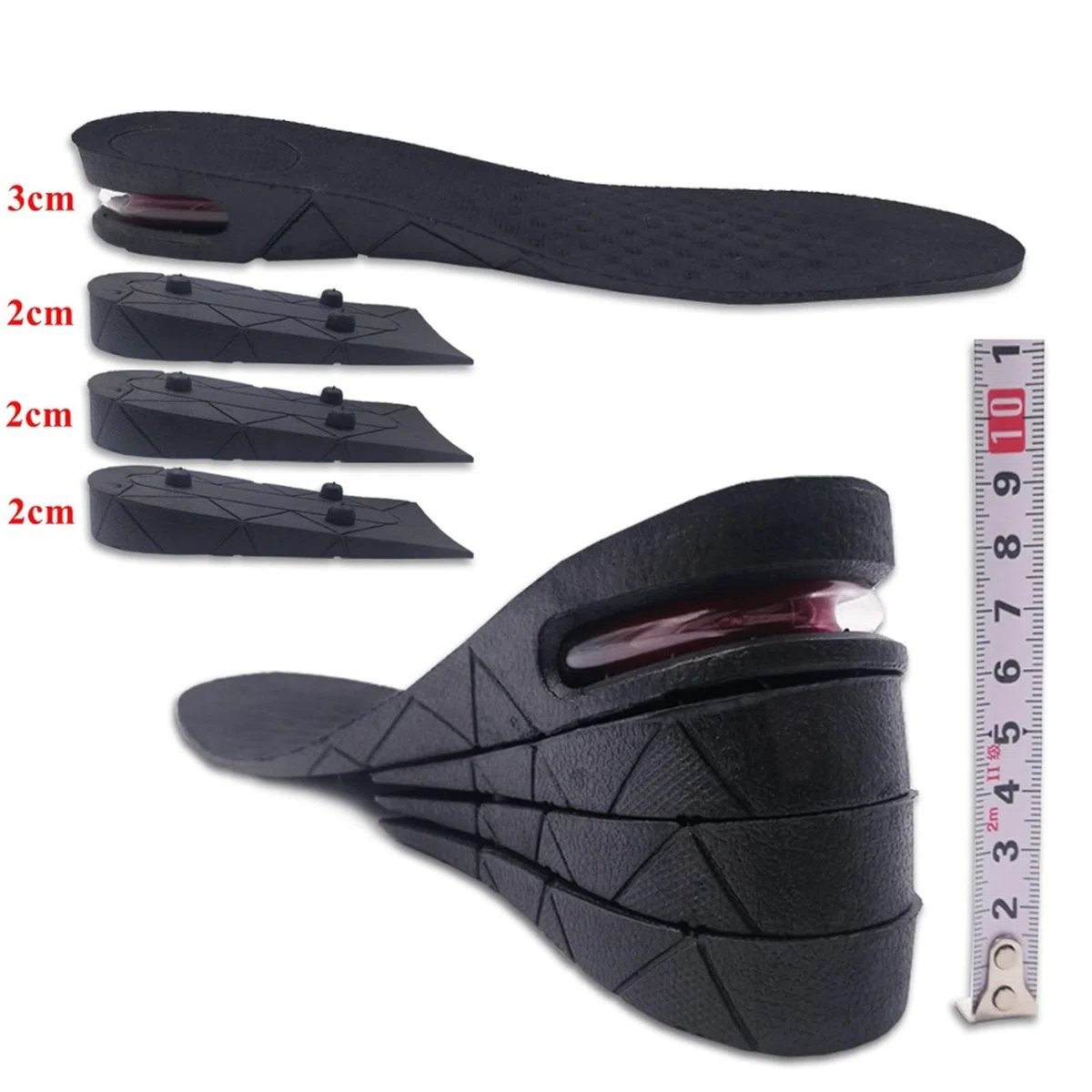 Plantillas Plantilla Invisible for Aumento de Altura for pies, 3/5/7/9cm, Elevador de Altura, Corte Ajustable, inserción de talón, Plantilla de Altura más Alta for Zapatos(Height 3cm)