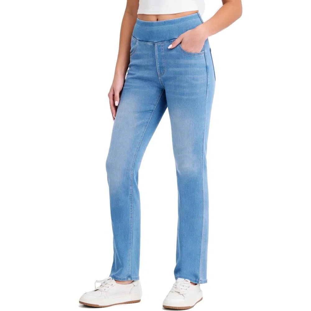 Jeans Mujer Stretch de Tiro Alto Corte Bootcut Lavado Denim Pantalones Casual Efecto Moldeador con Bolsillos Ajuste Recto y Cómodo skinny/C/XS