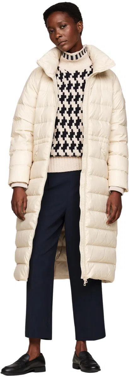 Tommy Hilfiger Abrigo de Plumas Mujer Funnel Maxi Coat Hasta Las Rodillas