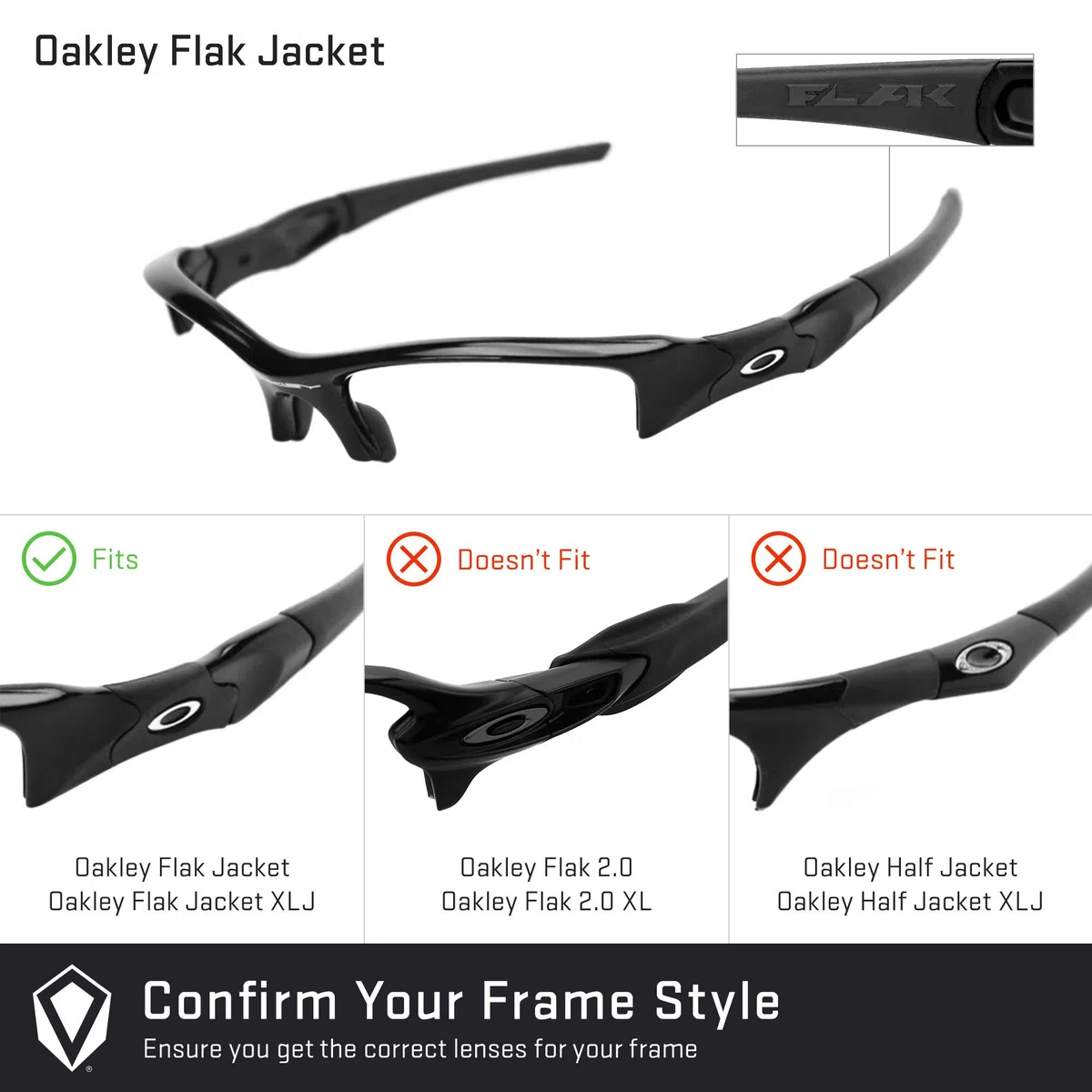 Revant Lentes de reemplazo compatibles con Oakley Flak Jacket OO9008 | Compatible con OO9008, Polarizado disponible, 100 % protección UV, Resistente a impactos y arañazos, Ajuste preciso