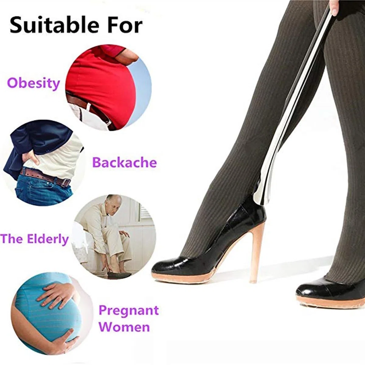 Calzador Calzador de metal extralargo, cómodo calzador for personas mayores o personas con movilidad limitada, elevador de zapatos de 53 cm Calzadores para Hombres