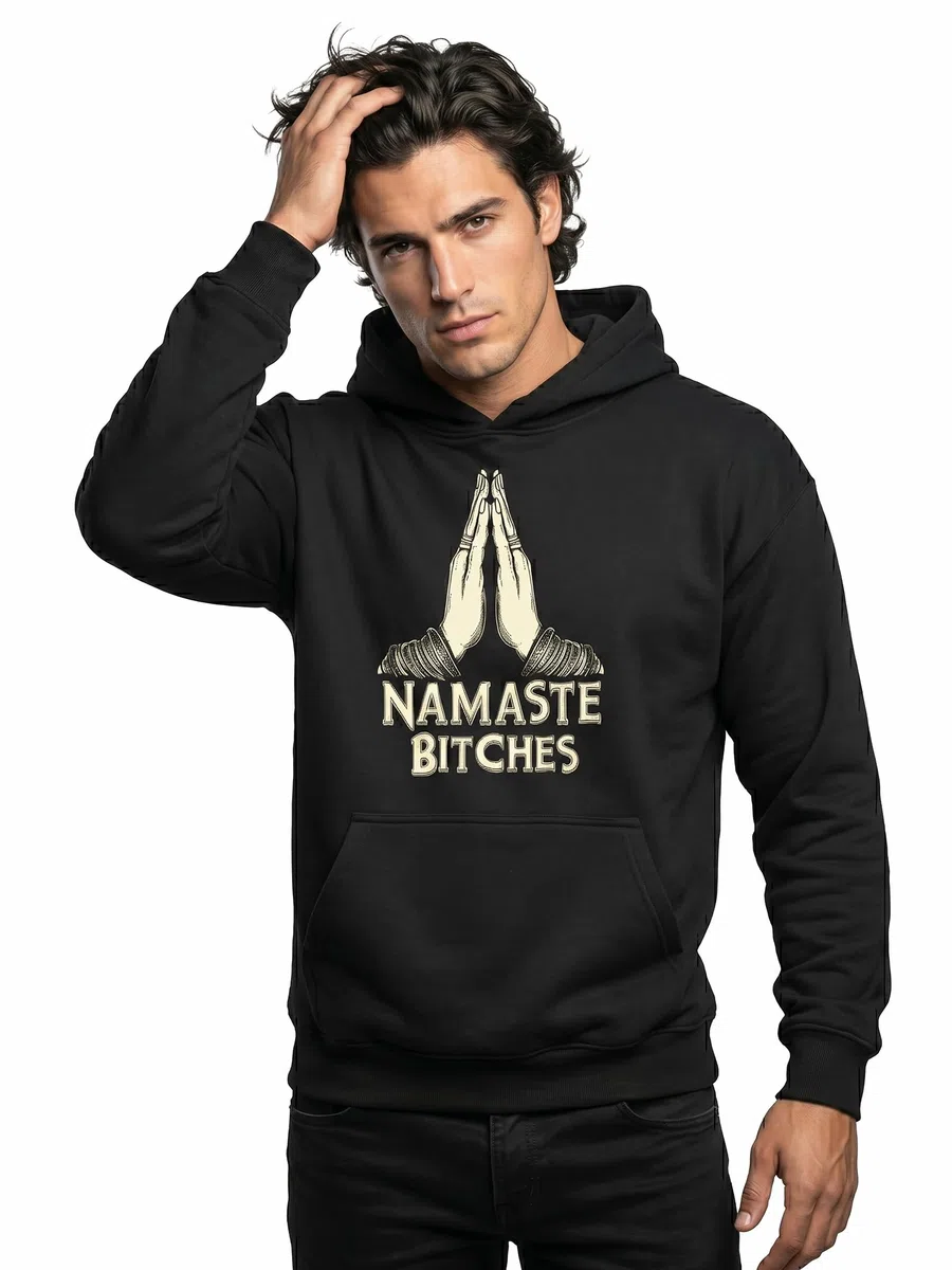 MAKAYA Sudadera con Capucha Hombre Buda Namaste - diseño Zen Espiritual Retro