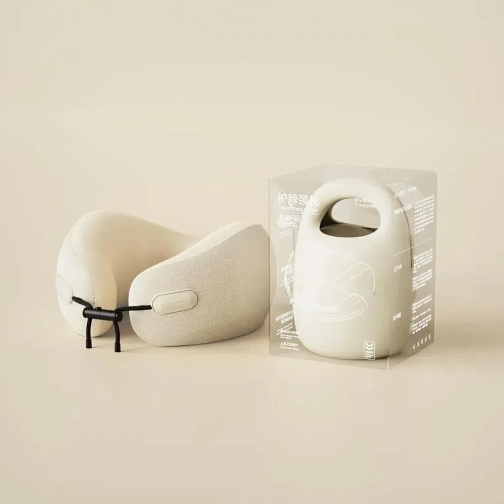 NYSDM Almohada de Viaje en Forma de U con Soporte para el Cuello y la Barbilla, Almohada de Espuma viscoelástica para el Cuello, Almohada compacta para avión, Viajes, vuelos y automóviles