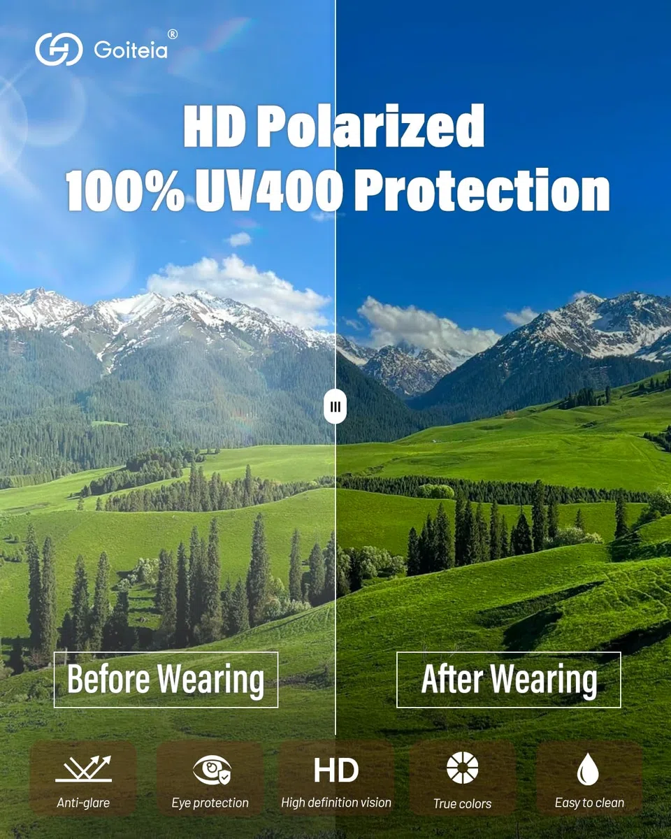 Goiteia Gafas de sol polarizadas con clip para mujeres y hombres, diseño retro enmarcado para ocultar tus gafas, protección UV400