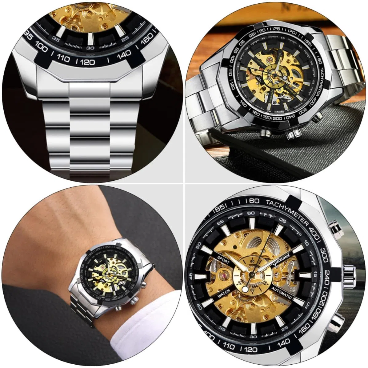 Genérico Reloj Mecánico Automático Luminoso para Hombre, Esqueleto | Aleación de Zinc, Gran Aguja y Resistencia al Agua, Estilo Negocio, para Asistir Ocasión