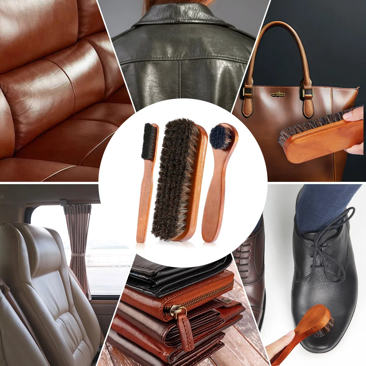 Kit de cuidado de zapatos de 13 piezas, cepillo de pulido de zapatos de crin, esmalte de zapatos negro marrón neutro, acondicionador de cuero de aceite de visón para botas, esponjas de brillo de