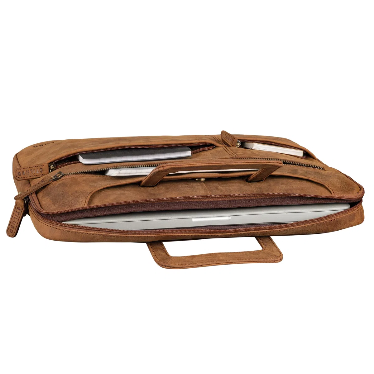 STILORD 'Farleigh' Maletin Portatil Compacto Cuero Bolso Hombre para Trabajo Negocios Viaje Funda ordenador Portatil 15.6 Pulgadas de Piel Auténtica