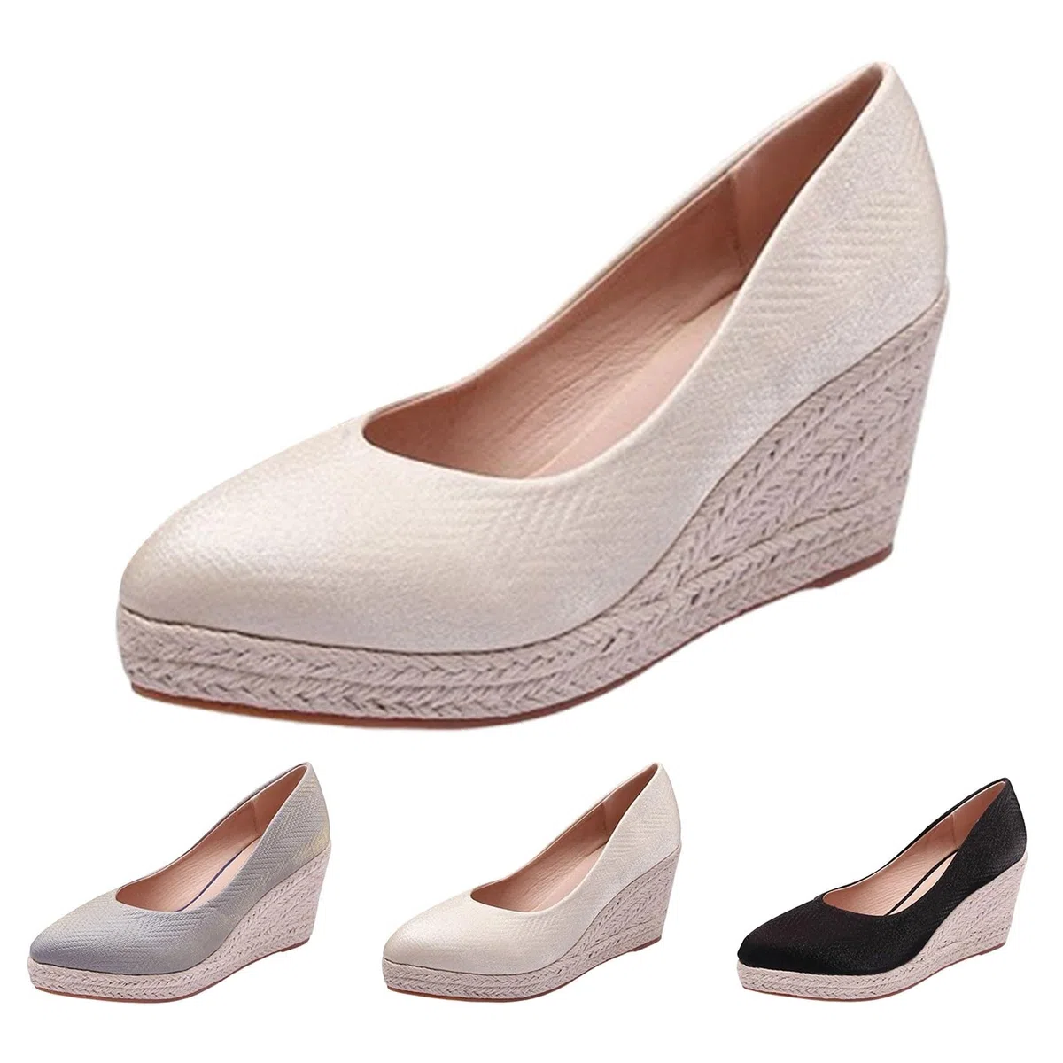 Genérico Sandalias Mujer Verano Primavera Verano Alpargatas Mujer Cuña Plataforma Zapatos Esparto Sandalias de Tacón Vestir Elegantes Sandals Alpargatas Valencianas Verbenas Fiesta