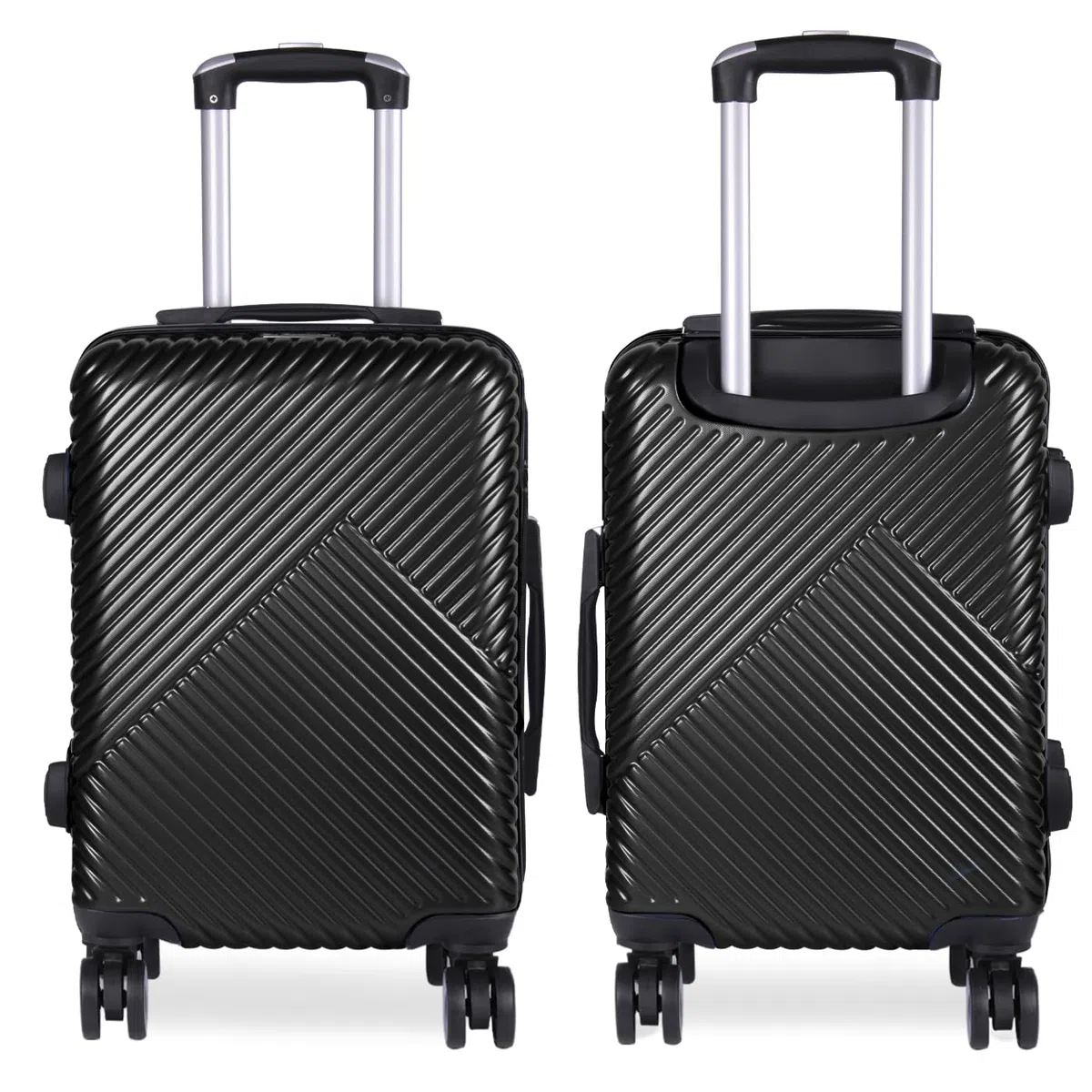 MERCURY TEXTIL- Juego de 2 Maletas de Viaje (Negro) | Cabina y Mediana, Maletas de ABS Rígidas, Ligeras y Resistentes 4 Ruedas Dobles 360º
