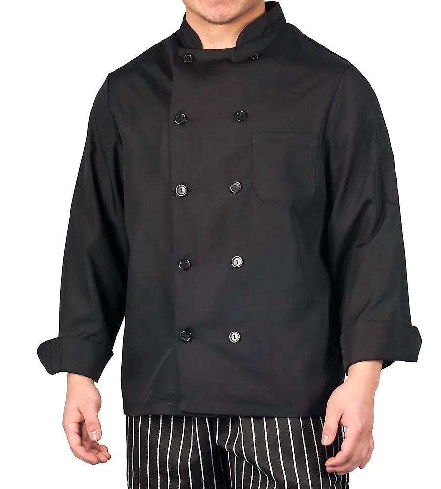 KNG Abrigo de chef ligero de manga larga color negro, talla 3XL