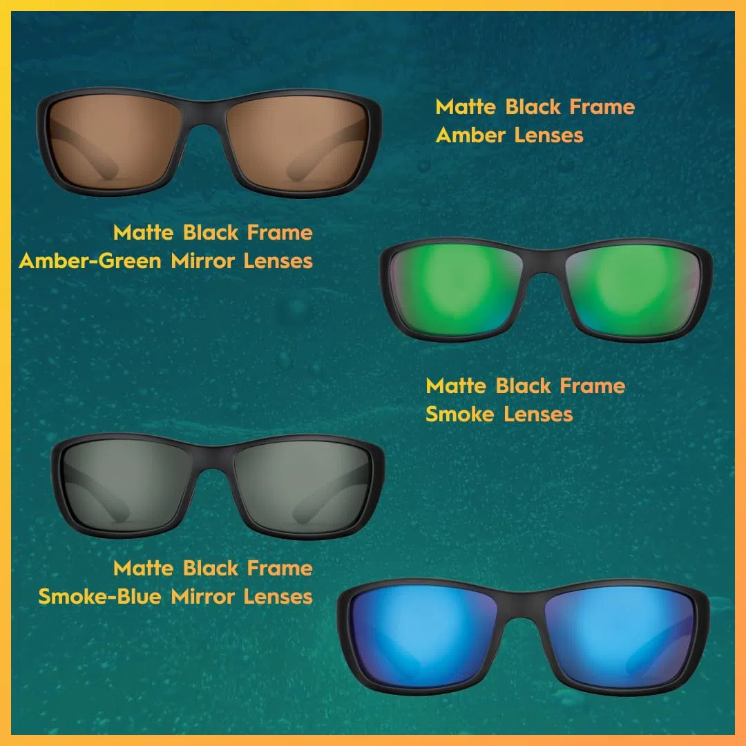 Flying Fisherman Cay Sal Polarized Sunglasses with Matte Black Frame, Amber Lenses