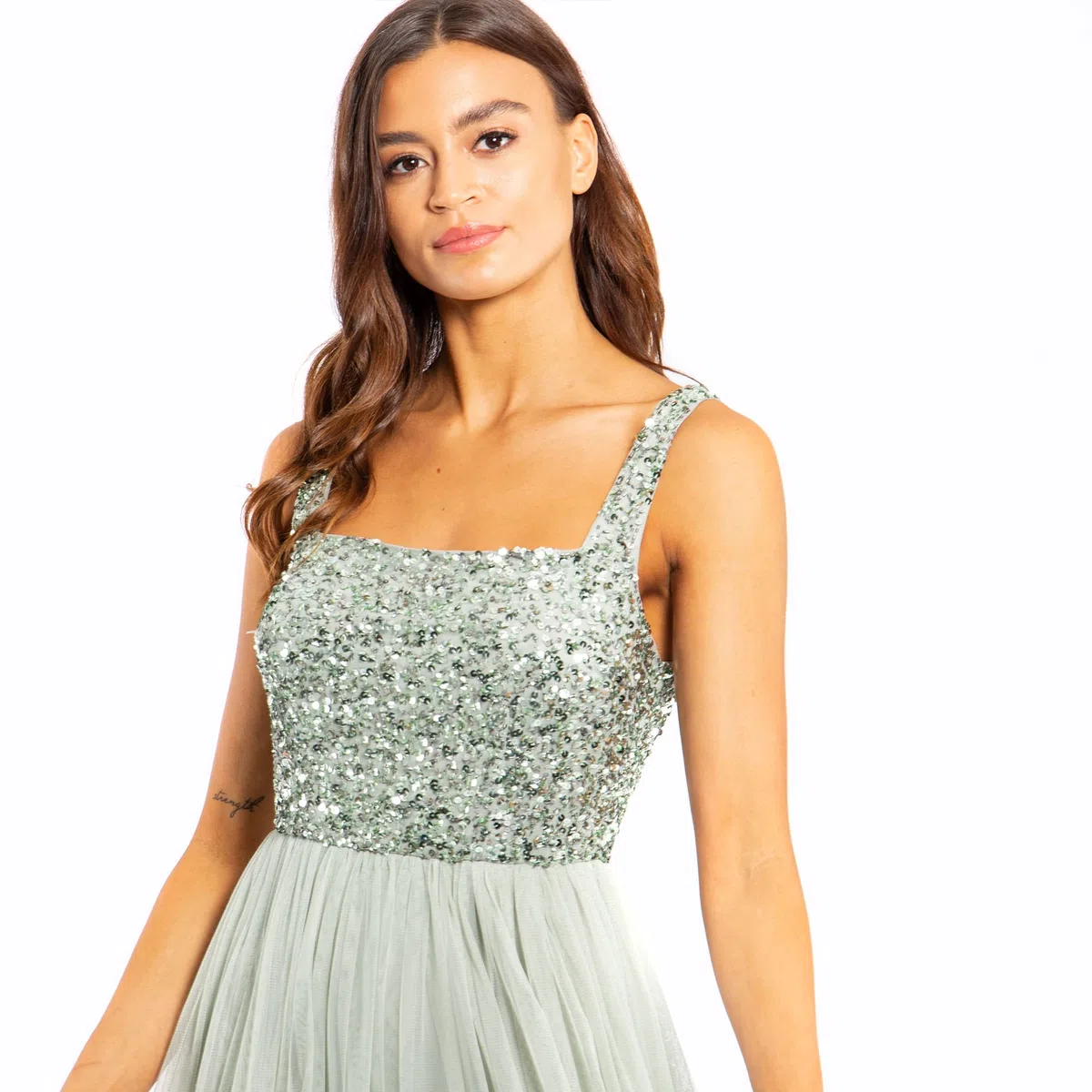 Maya Deluxe Maya Deluxe Ladies Womens Maxi Dress Wide Straps Sleevless Square Neckline Embellished For Wedding Guest Prom Vestido de Dama de Honor Mujer