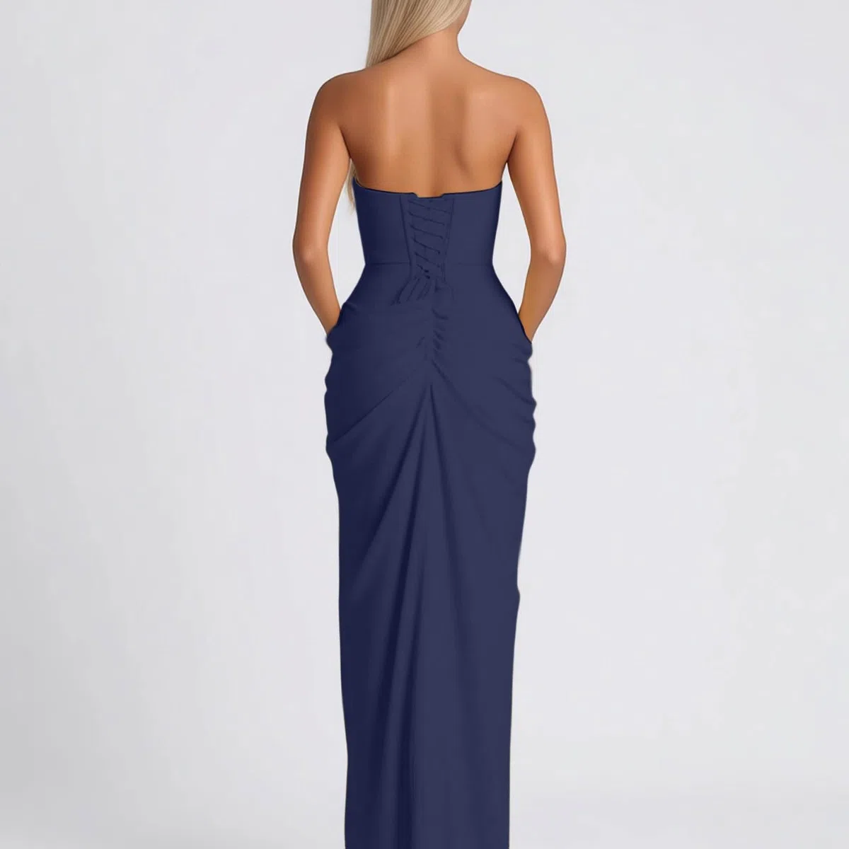 Elegante Vestido de Noche para Ocasiones con Diseño de Hombros y Espalda Descubiertos y Abertura Alta