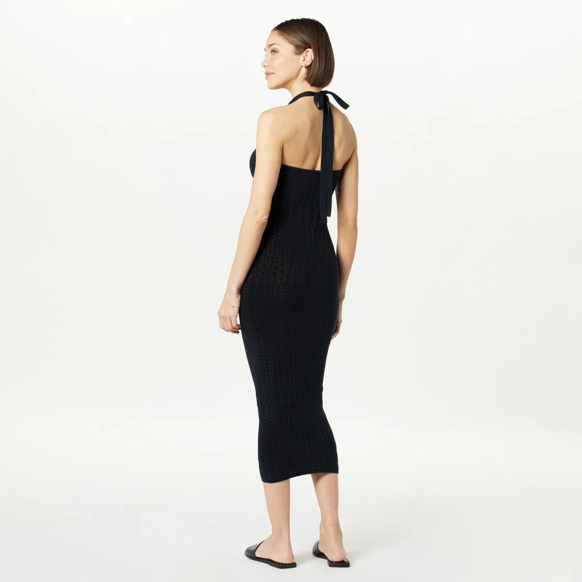 The Drop Vestido midi Jayla para mujer, en croché, con tirantes