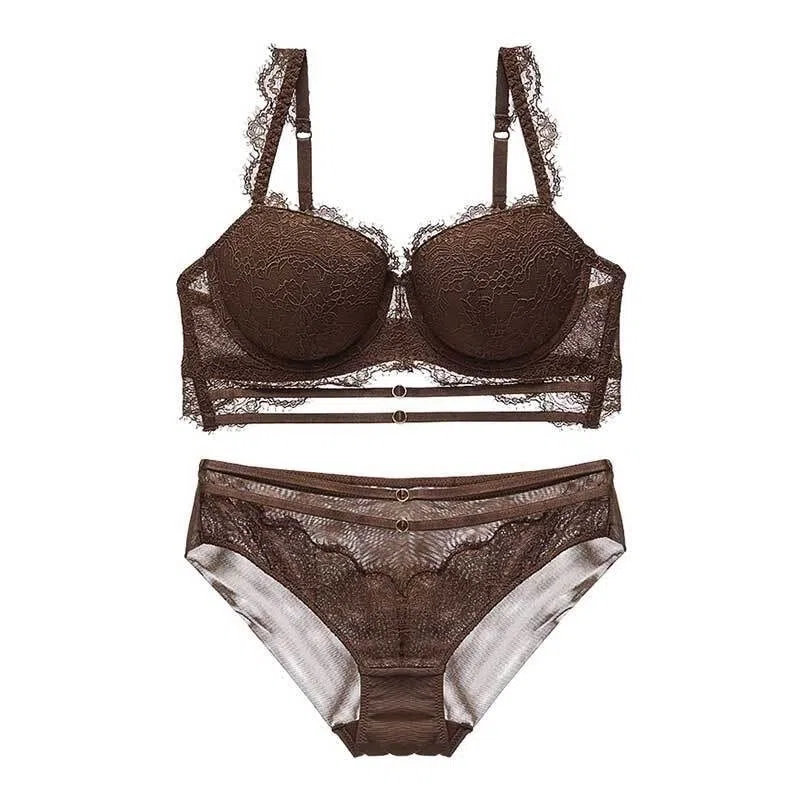 Conjunto de sujetador de mujer Push Up Strappy acolchado Copa Volantes Tirantes Conjunto de lencería con aros Conjunto de sujetador para mujer (Color: A, Tamaño: 75B)