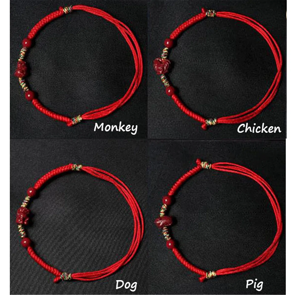 Pulsera de Piedras Preciosas Naturales, cinabrio, Amuleto de Animal del zodíaco de la Suerte, Cuerda Tejida Hecha a Mano, Hilo Rojo, atraer relación romántica, Dinero, Prosperidad, Suerte, Pulsera,
