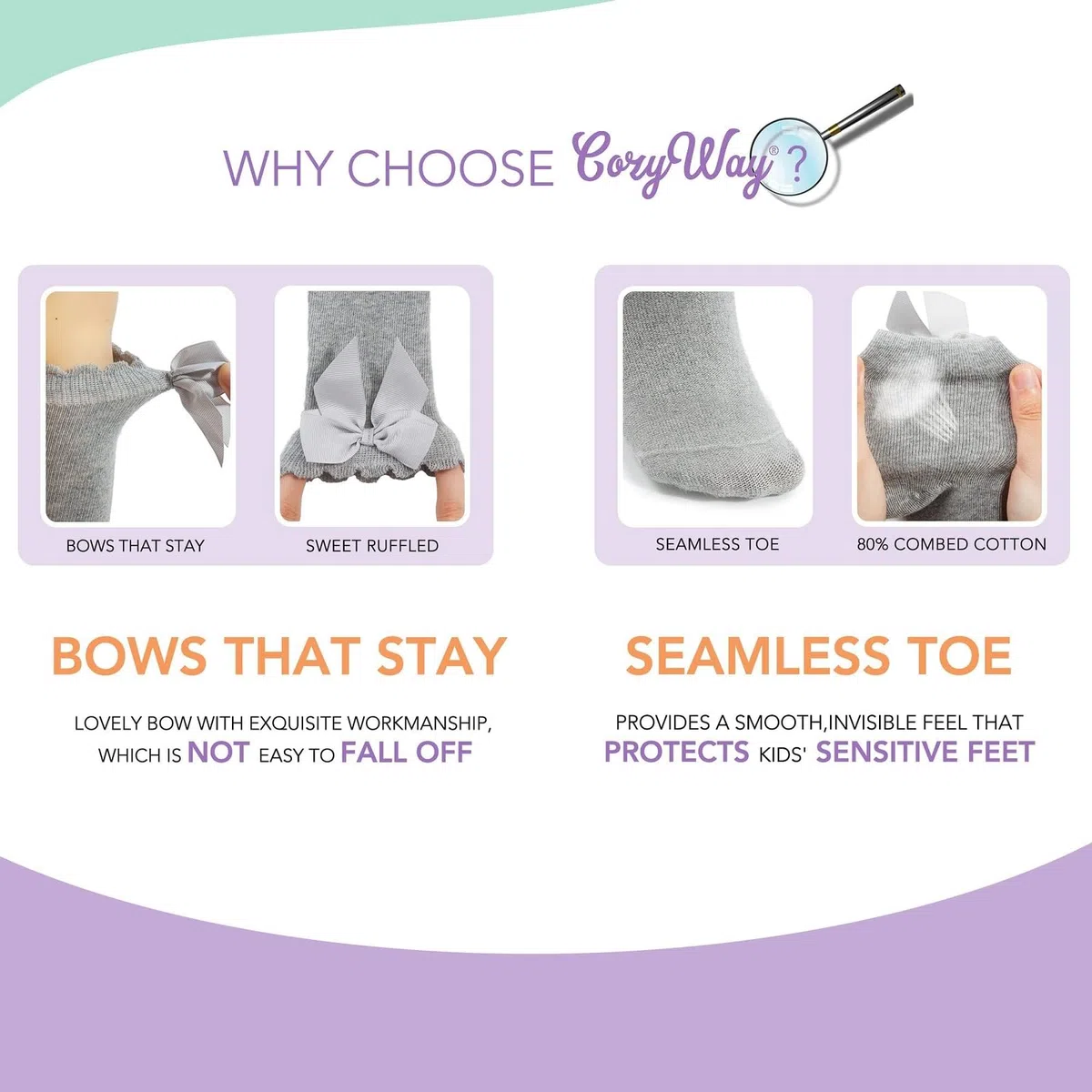 CozyWay Calcetines hasta la rodilla, medias largas de uniforme con volantes para Bebé-Niñas