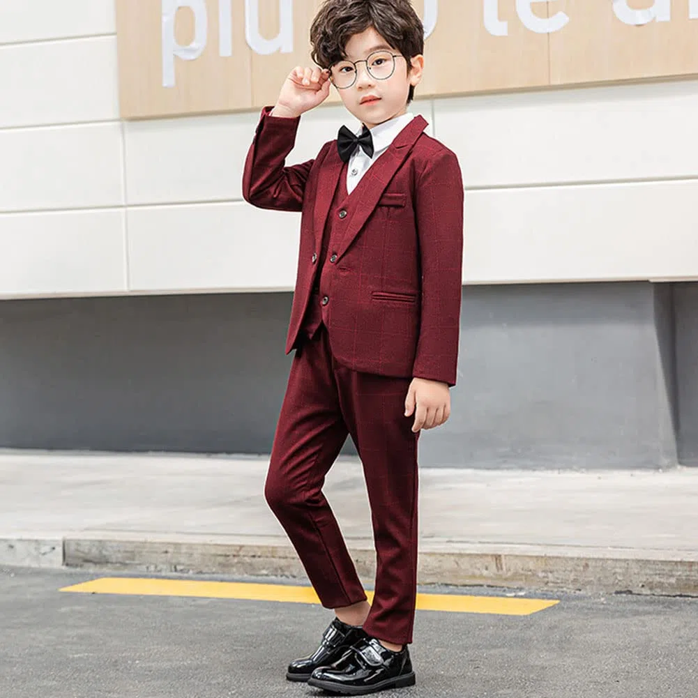 Niño Traje de Ceremonia Conjunto de 4/5 Piezas Slim Fit Formal de Esmoquin Conjunto de Traje Elegante para Bautizo Comunión