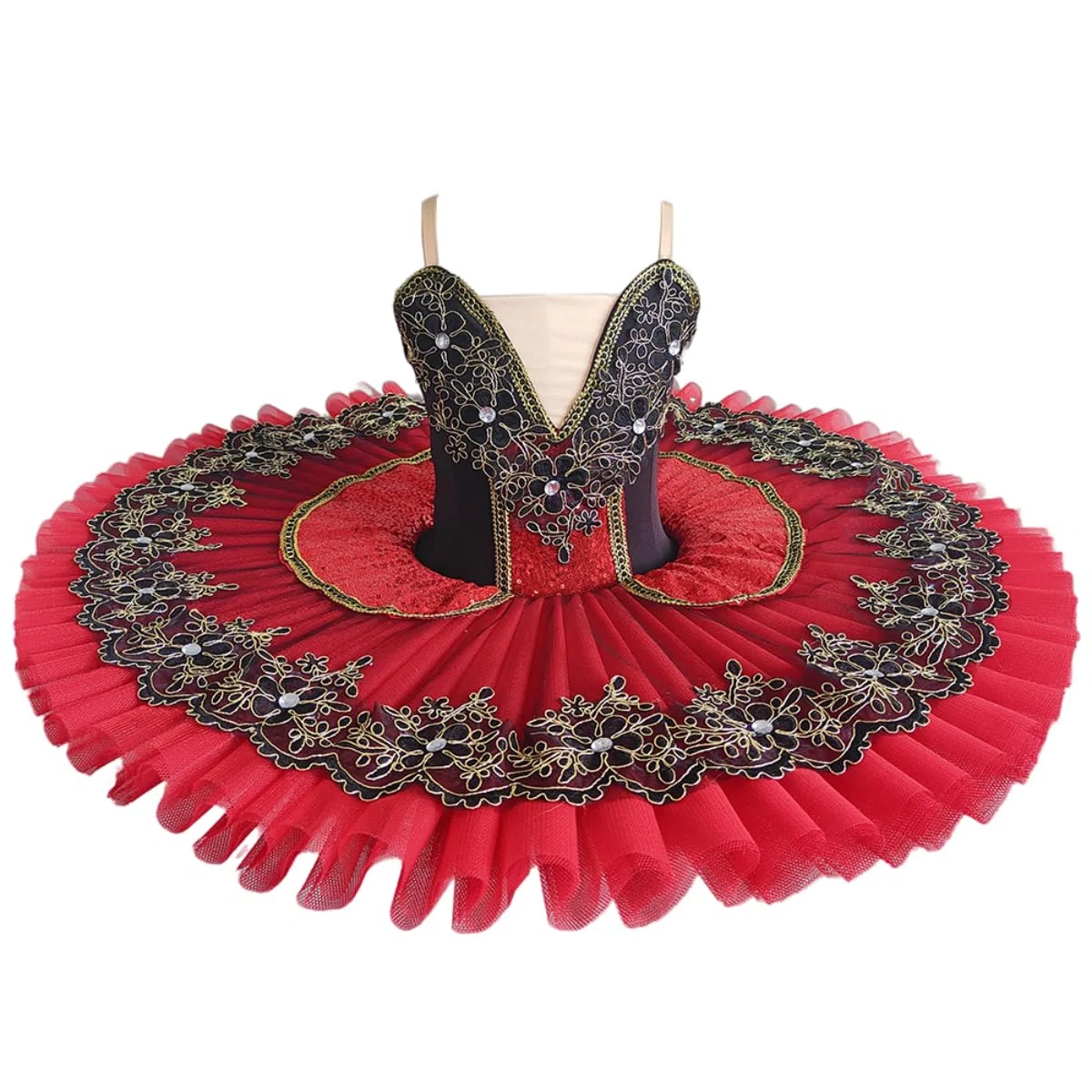 GeRRiT Tutú de Ballet Profesional de niña, Vestido de Fiesta de Bailarina Rojo para Mujeres Adultas Niño Niños Plato Tutú de panqueque Traje de Baile de Ballet para niñas