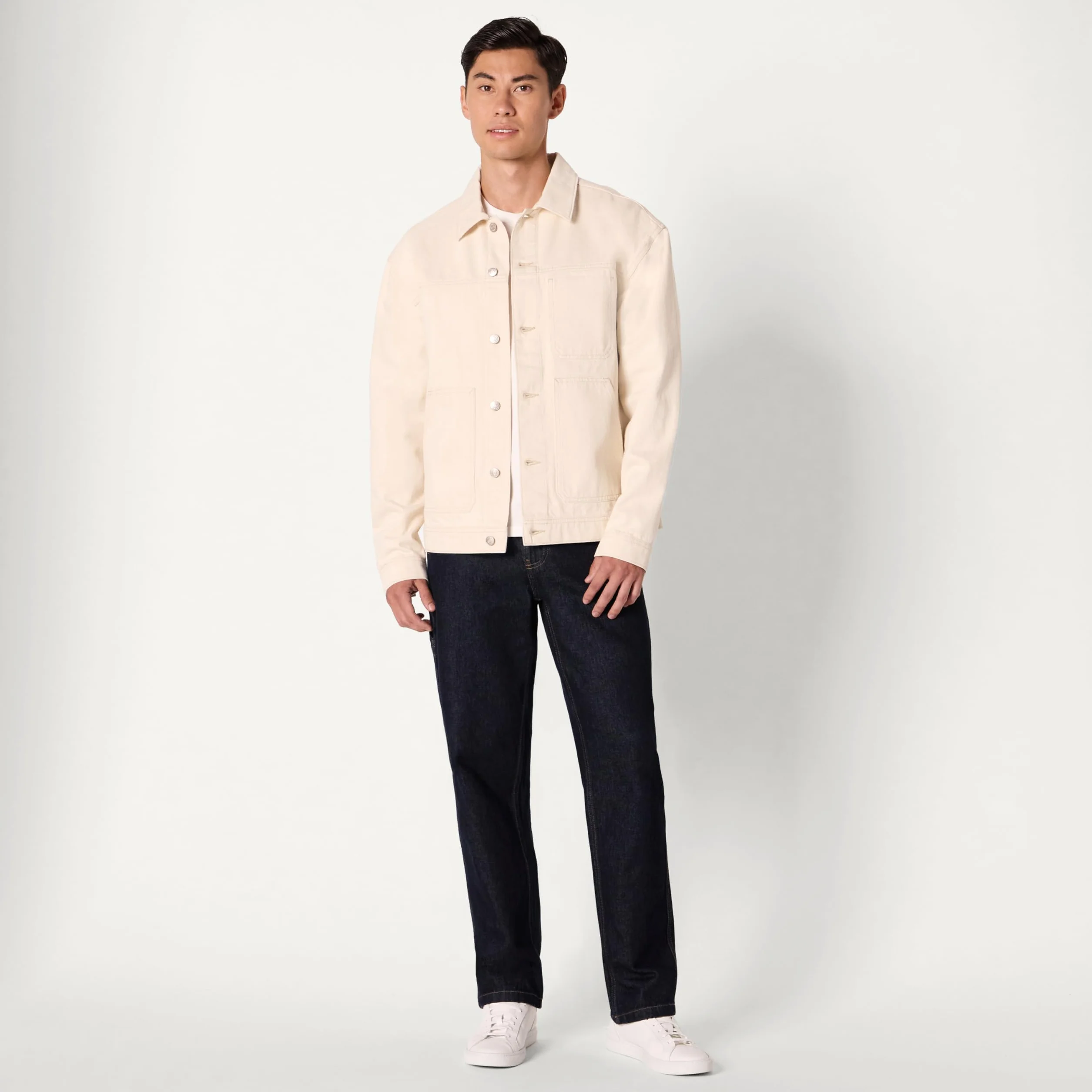 Amazon Essentials Hombre Chaqueta Funcional Vaquera Rígida de Corte Holgado