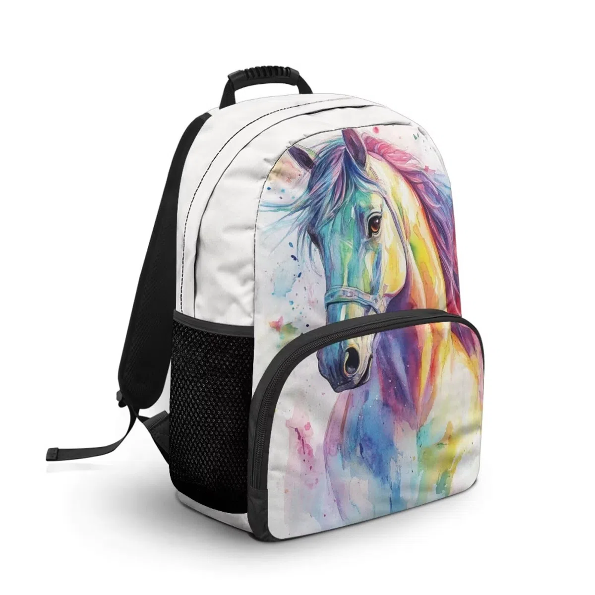 COEQINE Mochila escolar para niñas de 1er grado para adolescentes, mochila escolar de caballo arco iris para niños, bolsa ligera para niñas grandes de 4 a 6 años, regalos de cumpleaños, Caballo