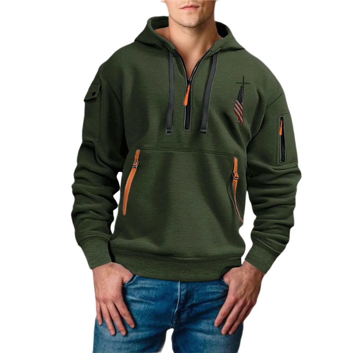 Chaqueta Verano Hombre Sudadera con Capucha Juvenil Y Moderna para Hombre, Ideal Otoño E Invierno, Camiseta Estampada En 3D Flores Dinámicas. Sudaderas De Vestir (Blackish Green, M) Sin