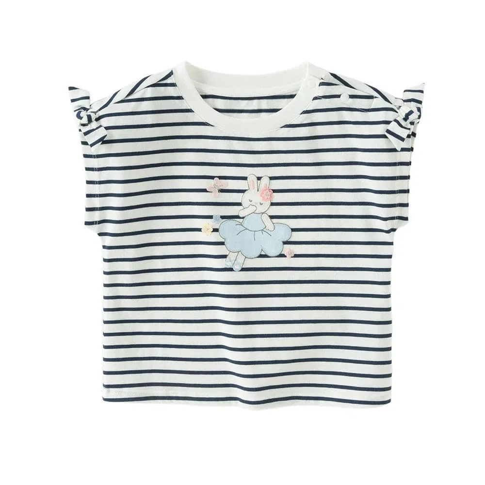 CYBHSM - Camisetas de verano con estampado de dibujos animados para niñas, camisetas de algodón de manga corta para niños, ropa casual al aire libre