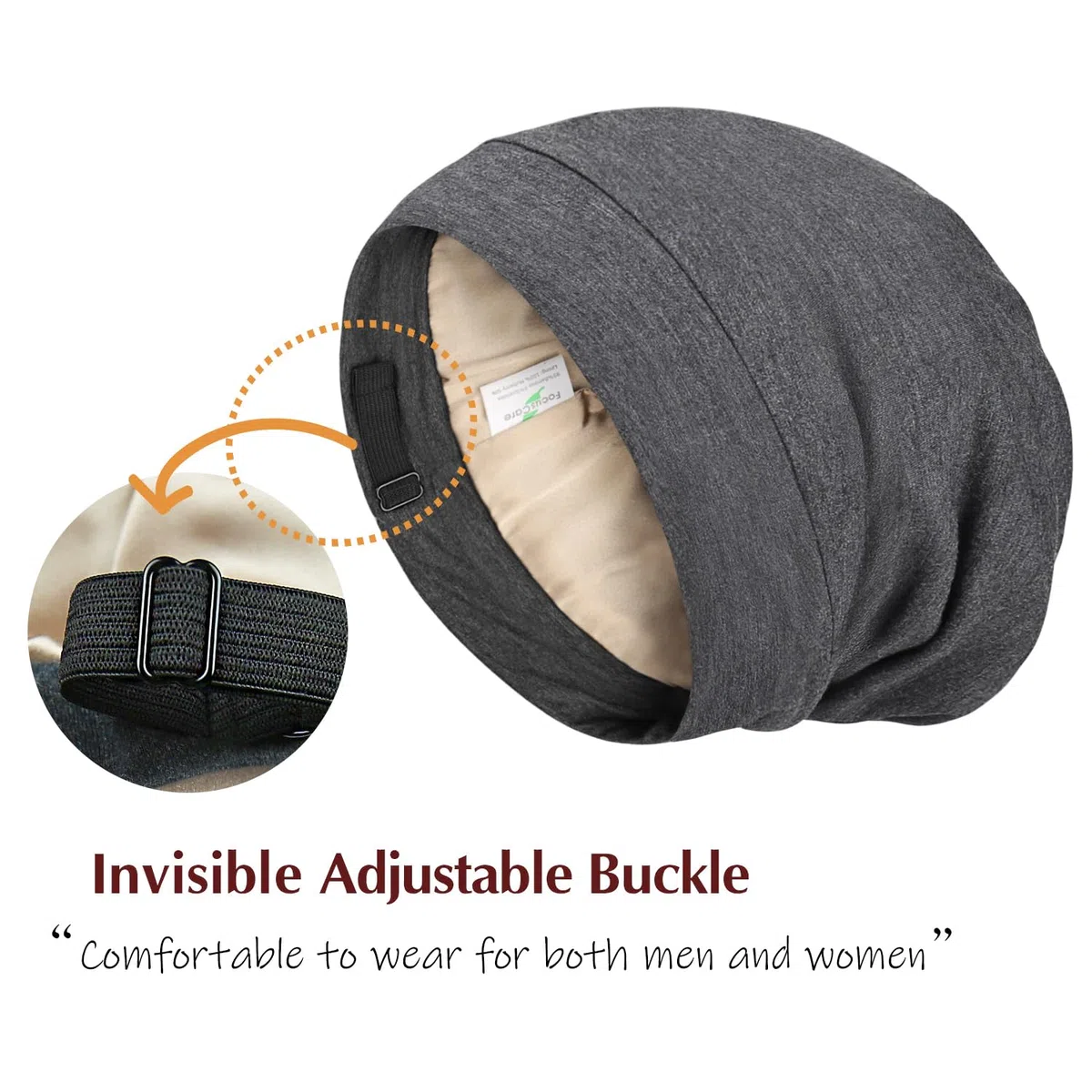 Gorro de dormir con forro de satén de seda, interior de 19 mm, 100 % seda de morera, viscosa natural, transpirable para el cabello