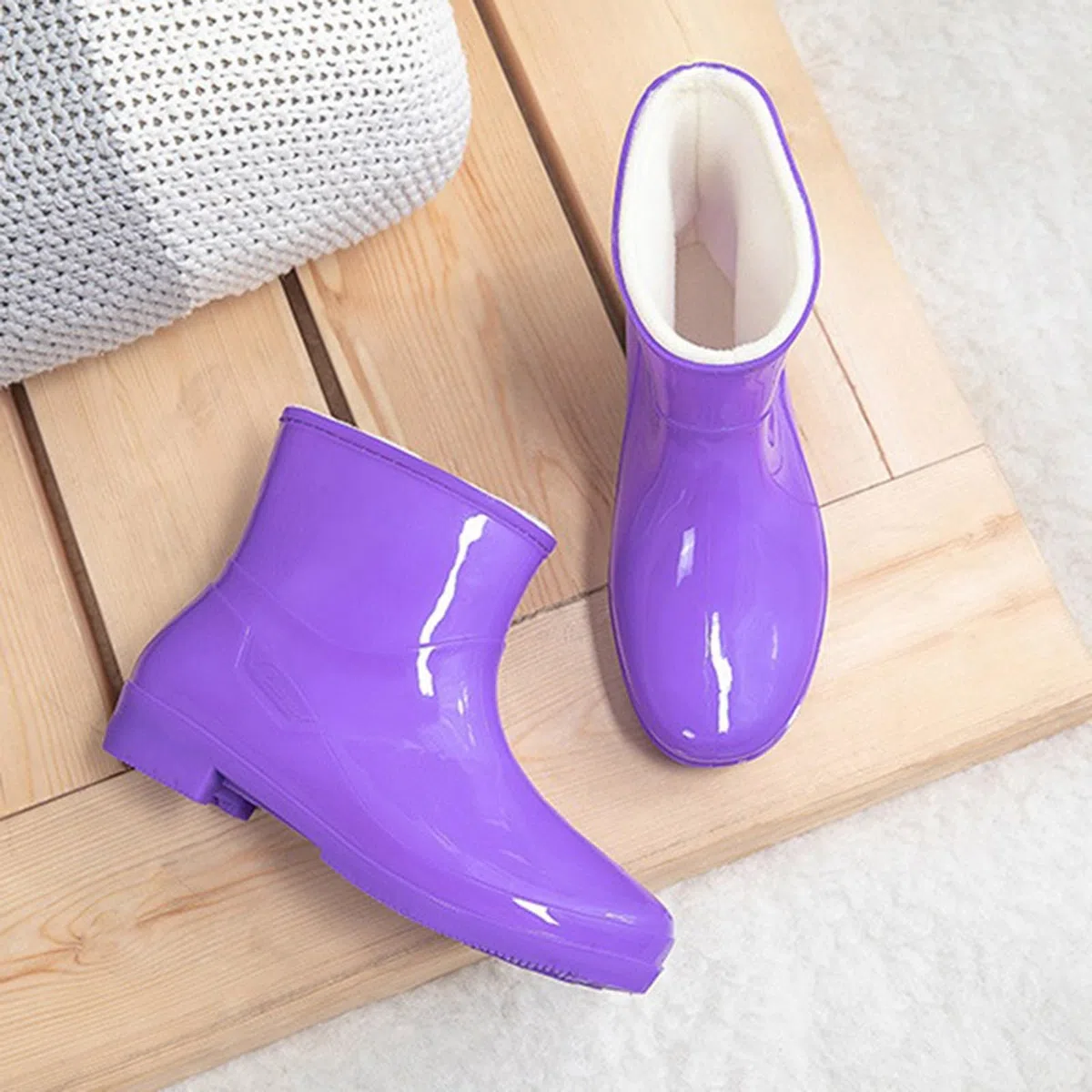 Botas de goma forradas para mujer, botas de lluvia cortas, botas de lluvia, zapatos de goma, antideslizantes, zapatos de jardín, botines impermeables, botas de lluvia, botas de goma, botas de lluvia