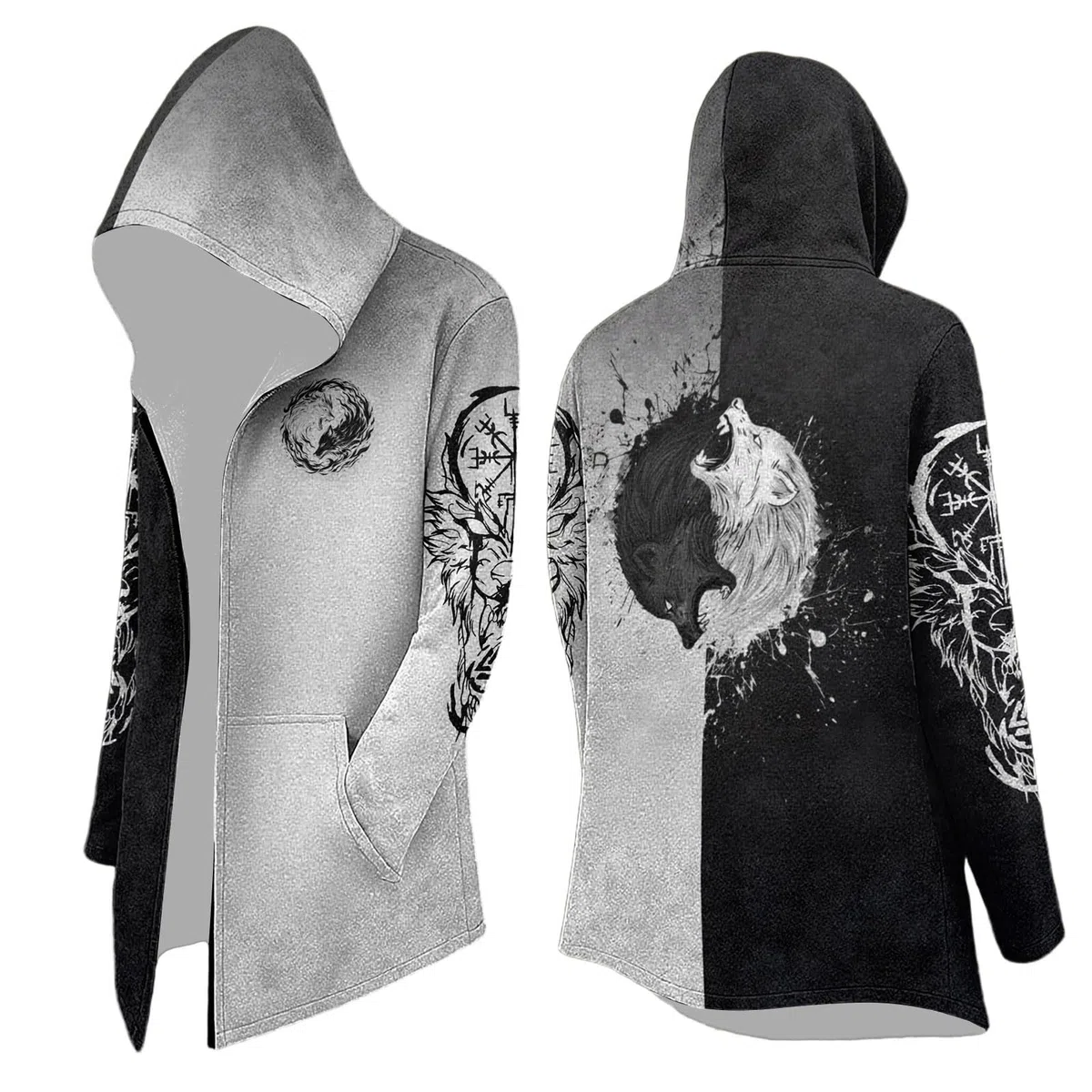 Genérico Cárdigan Largo Hombre Capucha Estampado Único Estilo Casual Elegante Chaqueta Punto Otoño Invierno