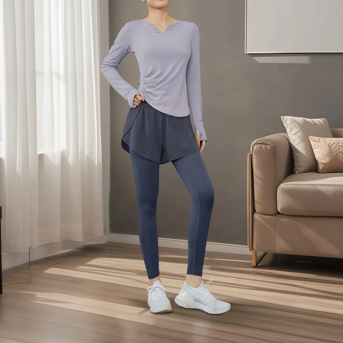 Conjunto de ropa deportiva para mujer, 3 piezas, transpirable, para yoga y gimnasio, tela antibolitas, talla XXL para 135-150 libras, Azul, talla única