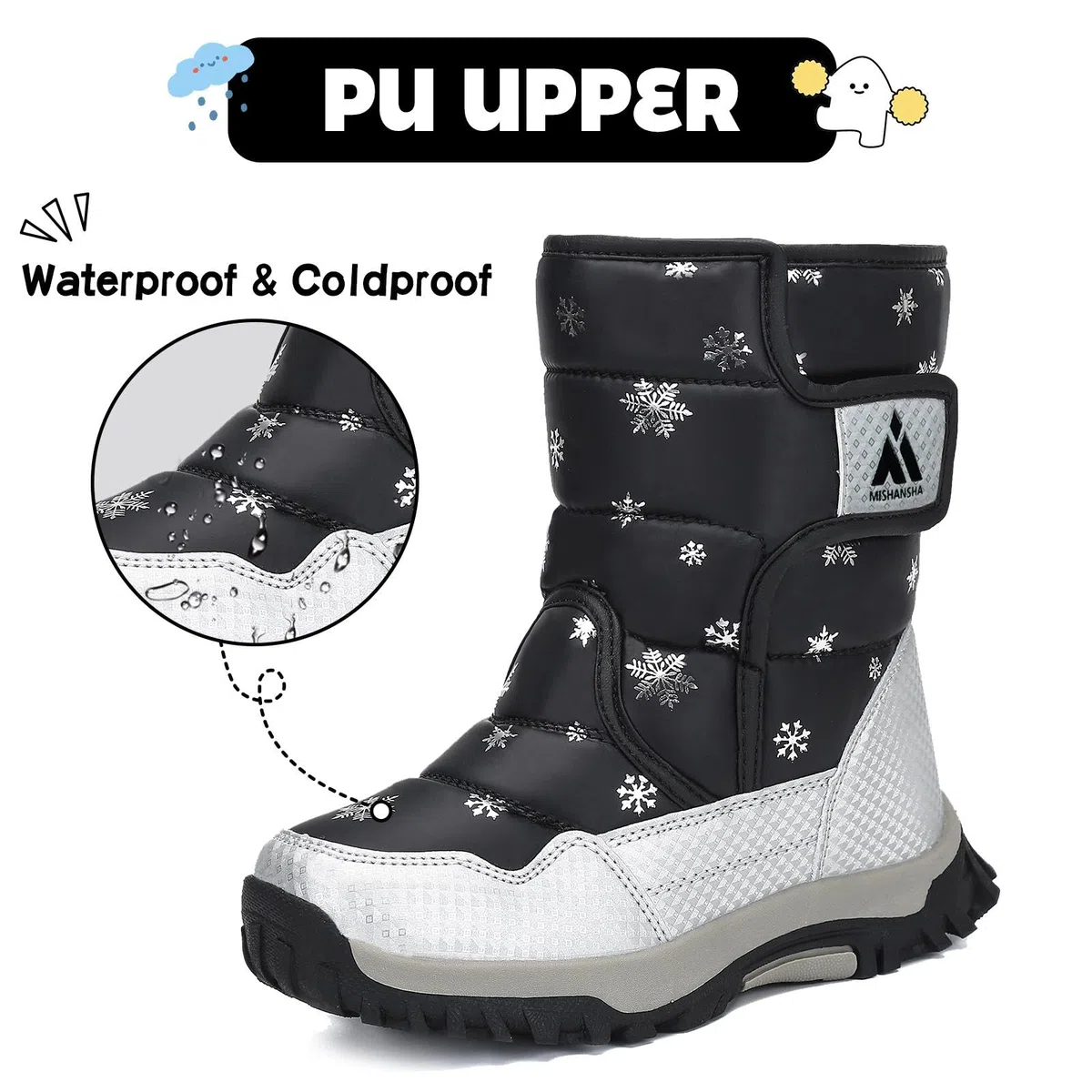 Mishansha Niños Botas de Nieve Niña Calentitas Forro Botines Invierno Antideslizante Comodas Bota Infantiles Nieve