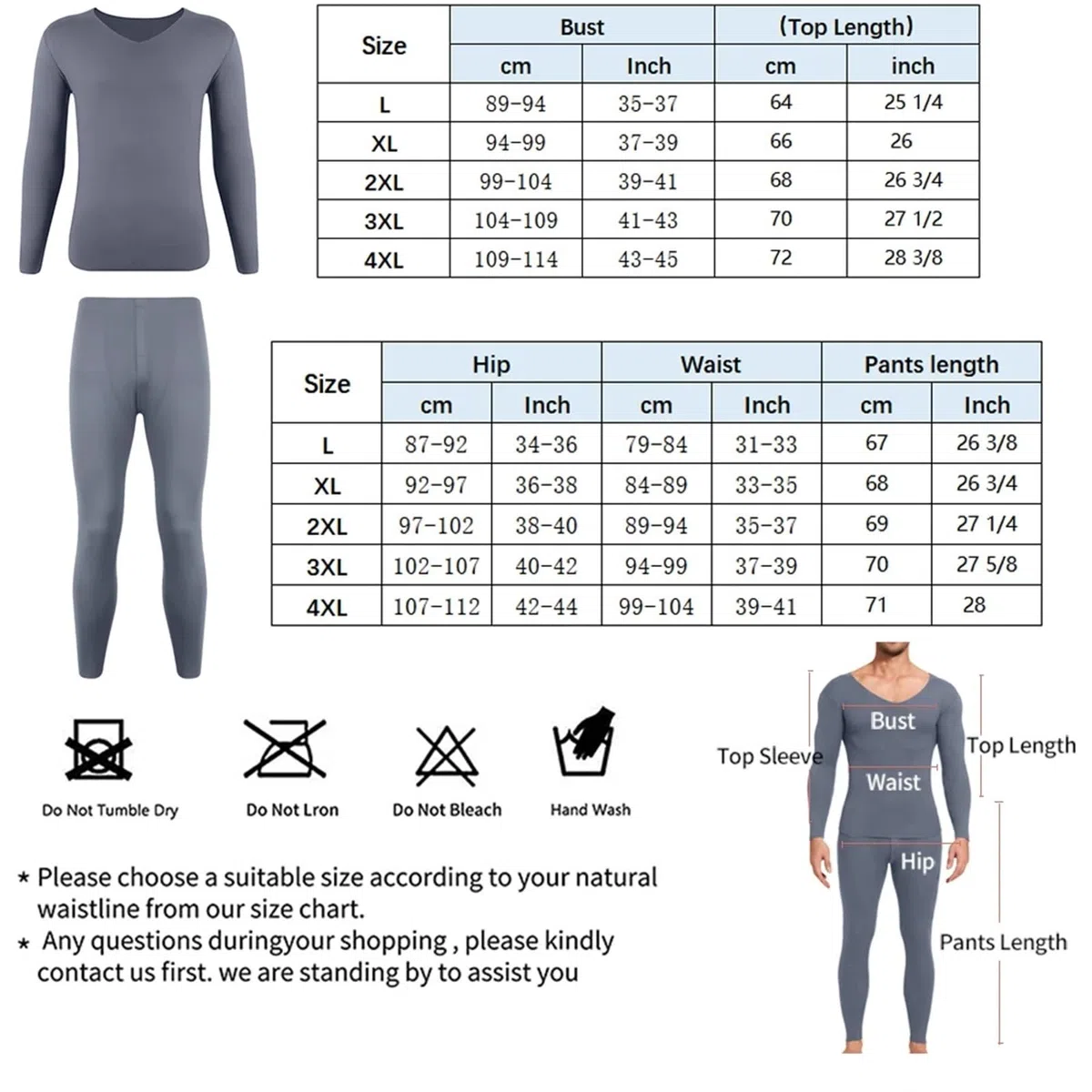 Conjuntos Térmicos Para Hombre Ropa interior térmica cepillada for hombre, conjunto de pantalones de manga larga con cuello en V, sin costuras, cómodos, de invierno Para El Running, El Esquí(Deep-Grey