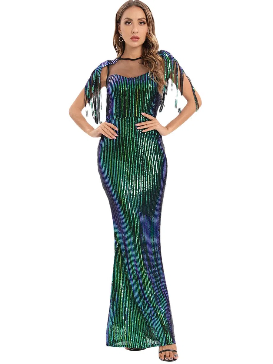 Sexy Ver A Través De Maxi Vestido De Verano De Lentejuelas Elegante Vestidos De Noche De Graduación para Mujer Vestido Ajustado De Fiesta De Cumpleaños