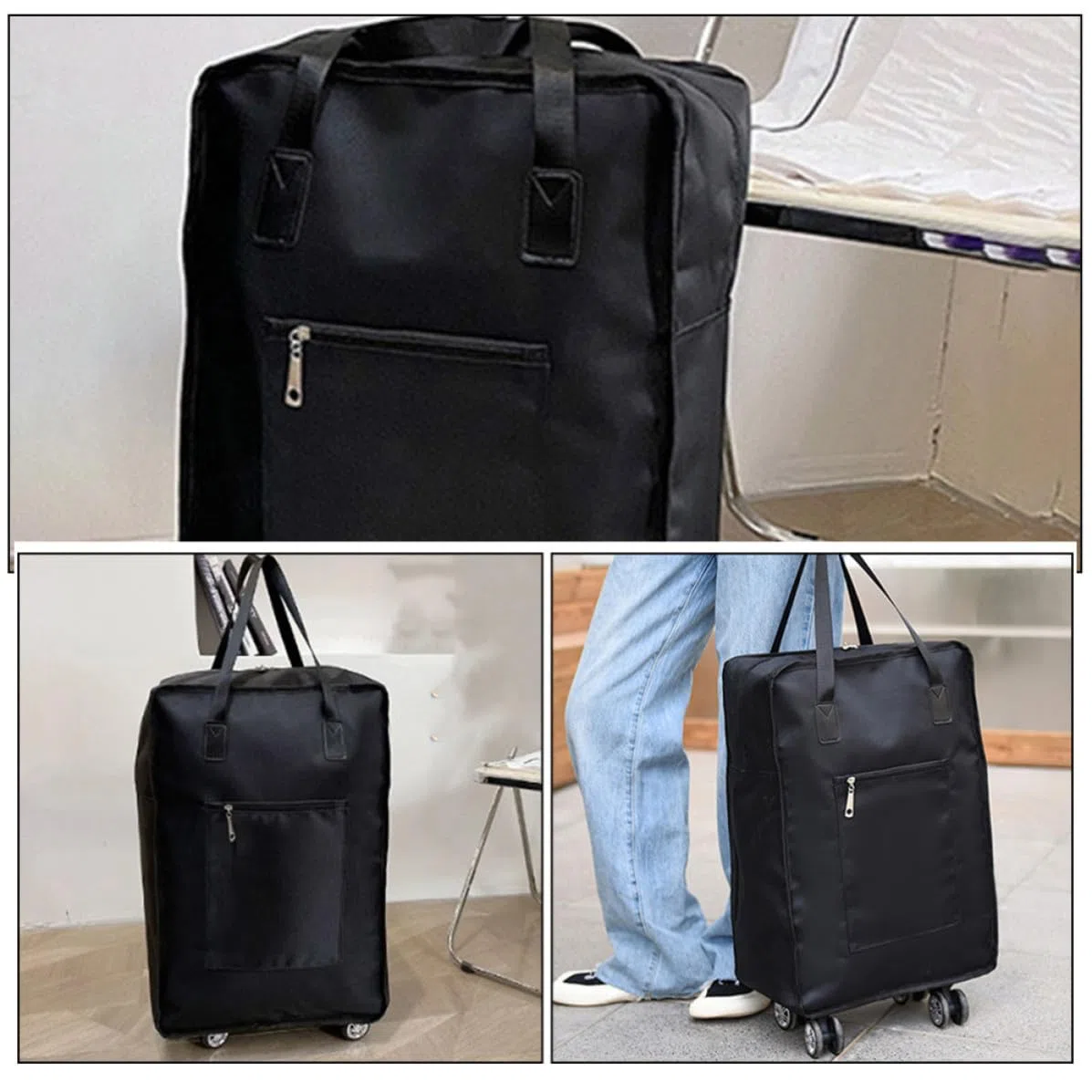 Didiseaon Bolsa y Ruedas Giratorias de Gran Capacidad de Tela Oxford de Equipaje Diseño Liviano y Almacenamiento para Viaje Portátil