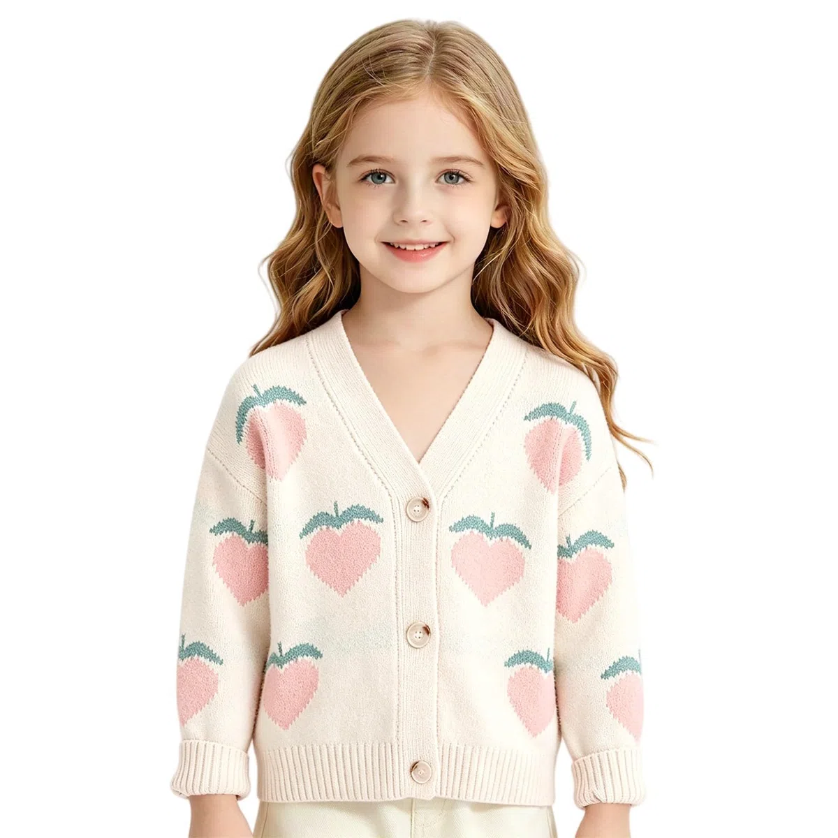 Cárdigan de melocotón para niñas, dulce cárdigan para niñas | Chaqueta de punto para niña, regalo de cumpleaños, Pascua, bonito diseño alegra a cualquier niño