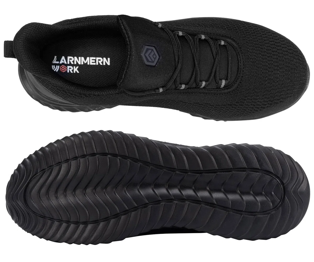 LARNMERN Zapatillas de seguridad con puntera de acero, para hombre, fáciles de poner, ligeras, cómodas