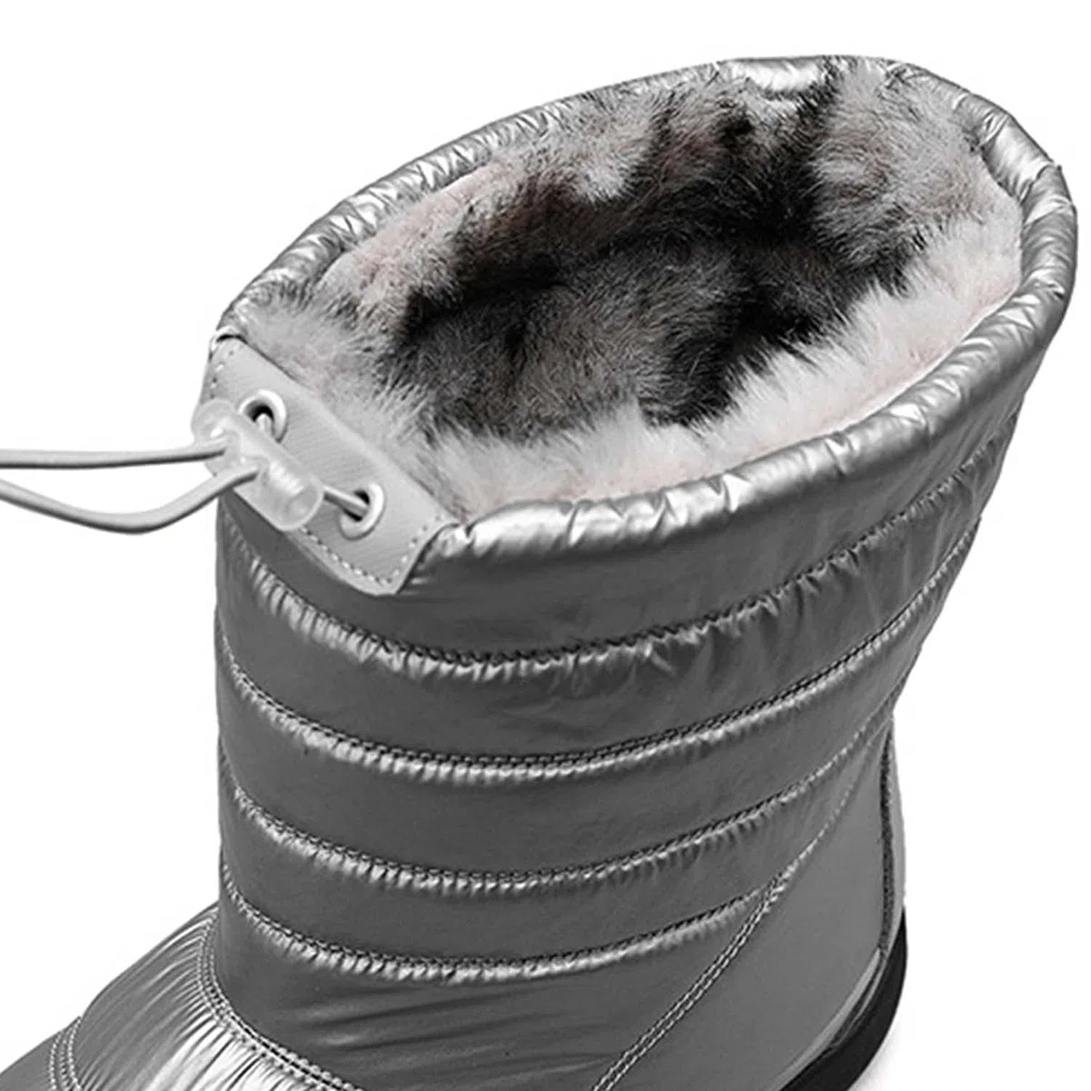 Botas de nieve para mujer invierno cálido forro de piel al aire libre sin cordones en botines impermeables zapatillas de deporte, gris, 38 EU